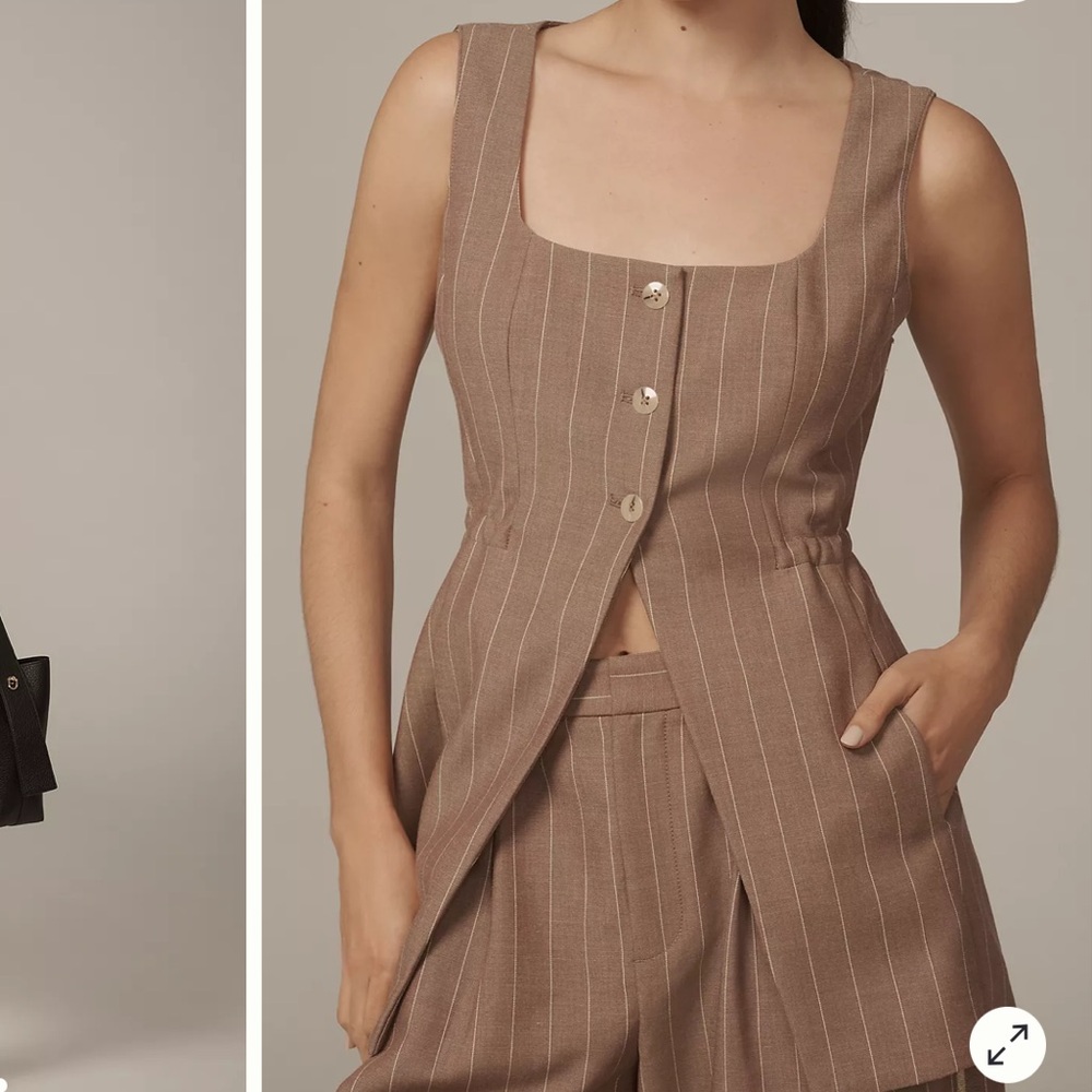 Anthropologie Long-Line Cutaway Vest